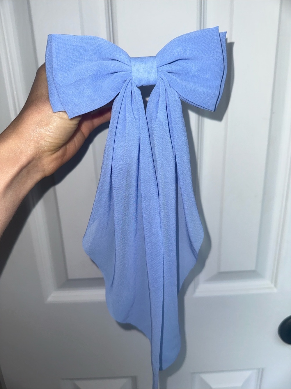 Sky Blue Fabric Bow Hair Tie